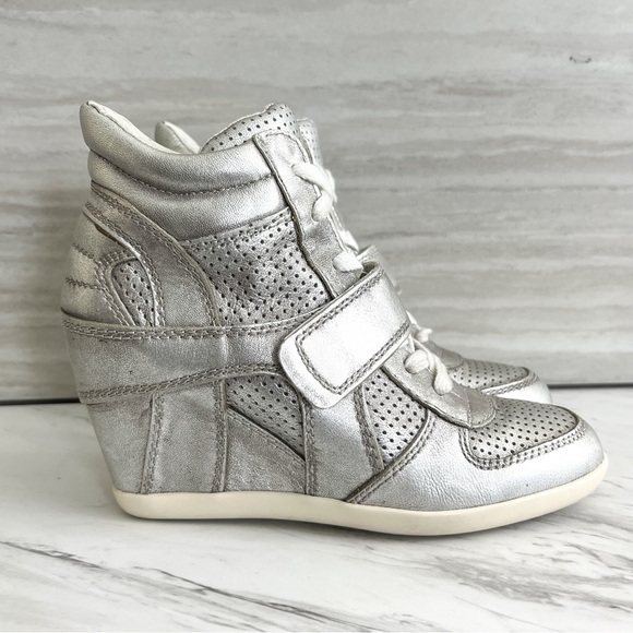 Ash Bowie Metallic Silver Hidden Wedge Sneakers Size 36​ - Picture 14 of 14